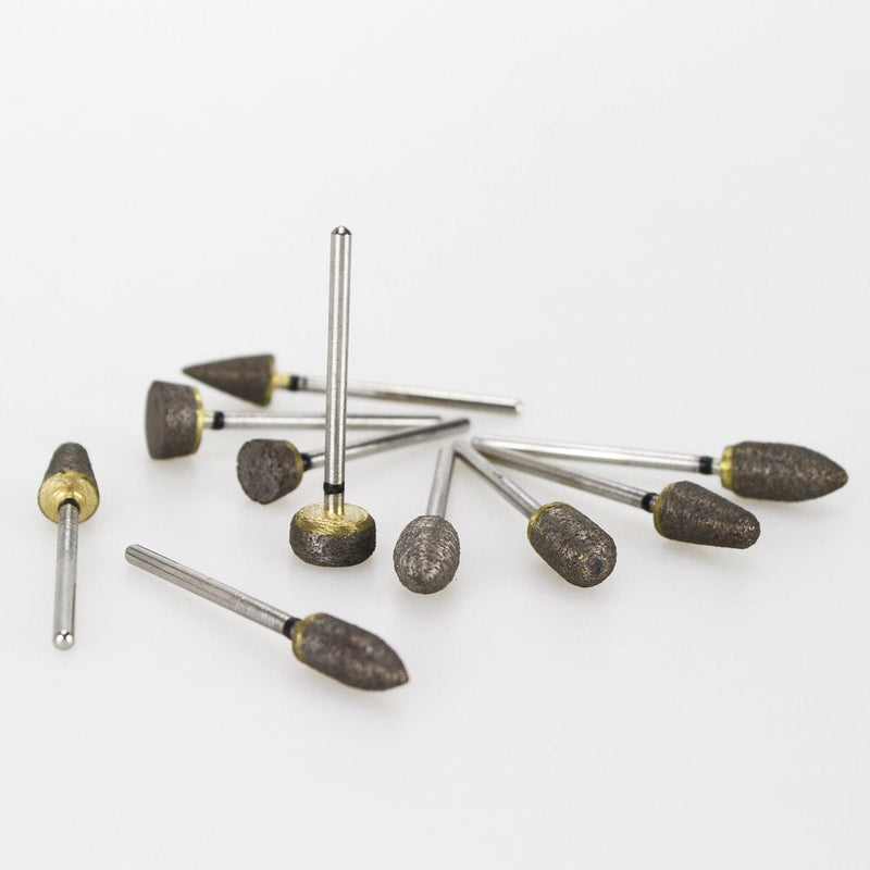 10pcs Fast-Trimming Sintered Diamond Kit Grinding Bur Drill Bit Diamond Burs 3/32 Inch Shank Rotary Tool Accessories for Stone Porcelain Ceramic Carving, DIY Grinding, Polishing, Engraving