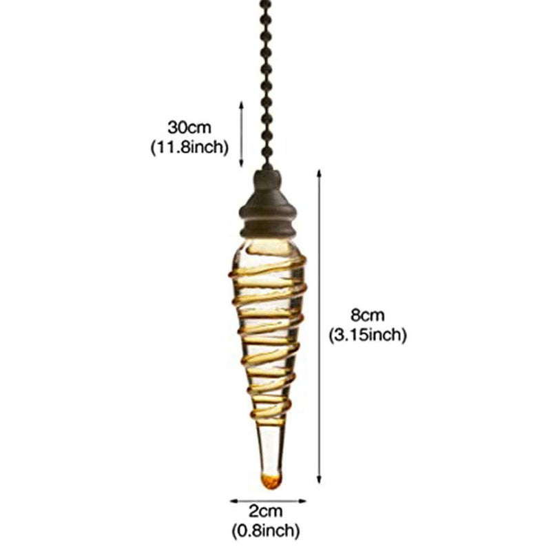Ceiling Fan Pull Chains Ornaments 12 Inches Yellow Glass Pendant with Bead Pull Chain Connectors Decorative Extension for Ceiling Light Lamp Fan Chain 2 Pcs(Copper)