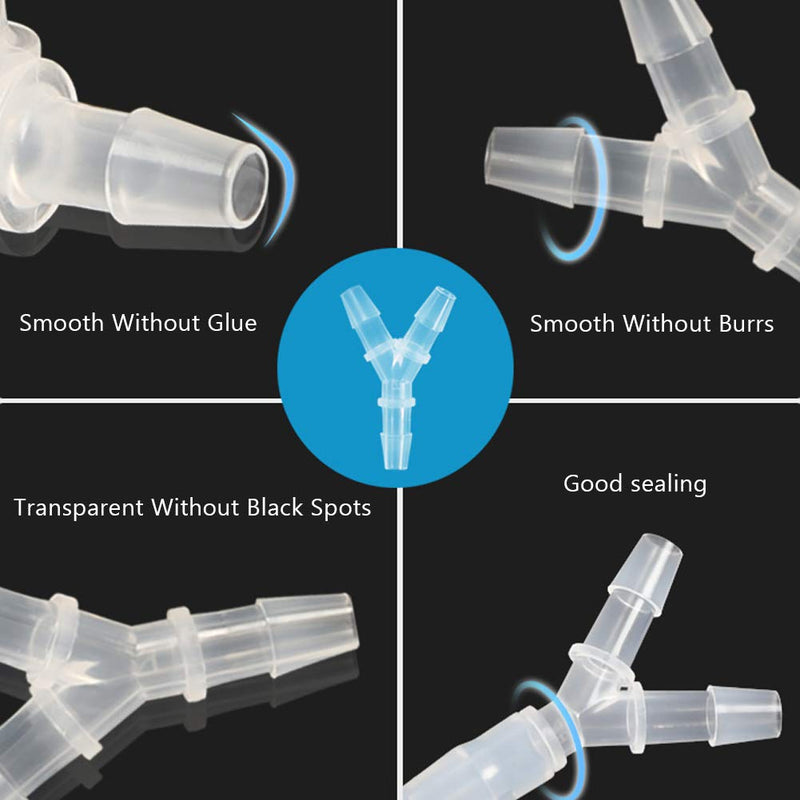 1/2" Hose Barb Fitting Equal Barbed Y Shaped 3 Way plastic Tubing Joint Splicer Mender Adapter Union for Oxygen Tubing Pipe Household Fuel Gas Liquid Air (Pack of 4) 1/2 Inch