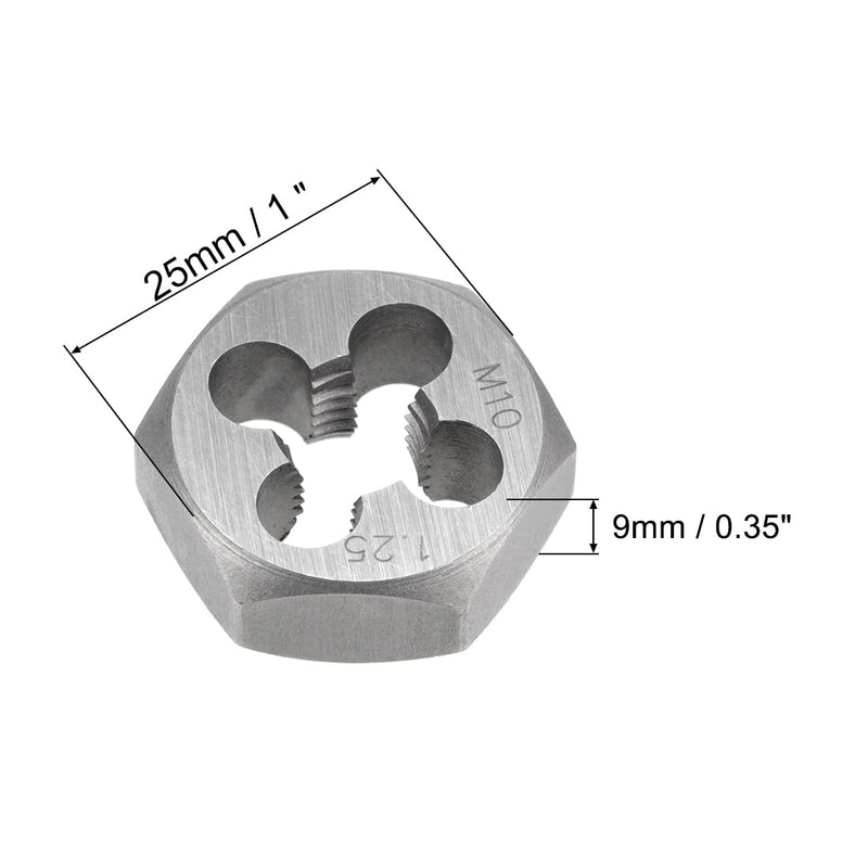 uxcell Hex Rethreading Die M10 x 1.25 Pitch Carbon Steel Metric Hexagon Taper Pipe Die Accuracy Grade: 6g