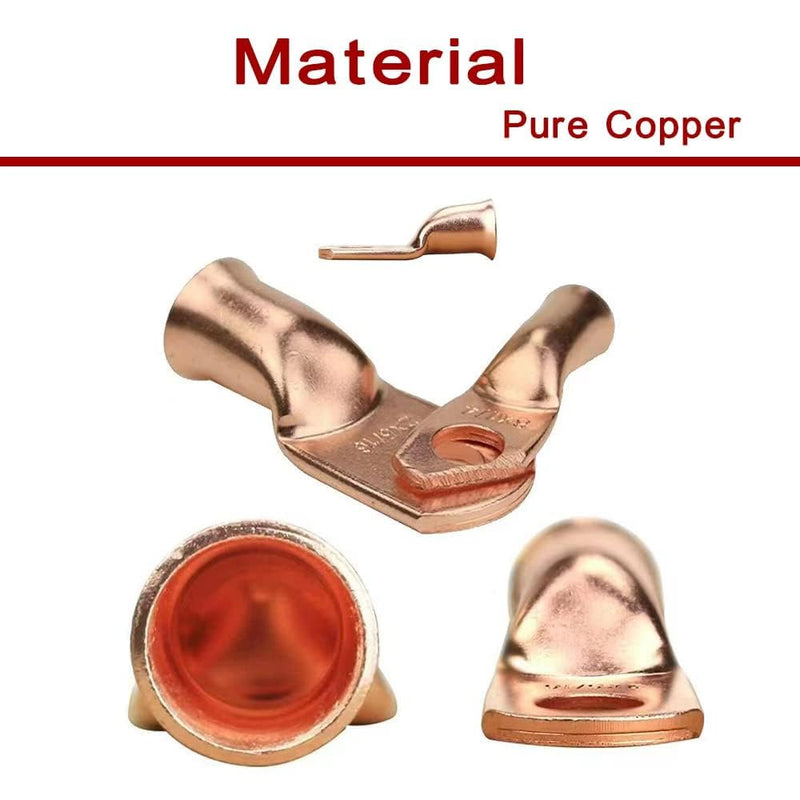16Pcs 4/0 AWG 5/16" Stud Heavy Duty Copper Wire Lugs with 16Pcs Heat Shrink Tubing 4/0 Gauge Copper Ring Terminals Battery Cable Ends Bare Copper Eyelets Tubular Ring Terminal for Car Boat Marine 4/0 AWG - 5/16'' Ring Gold