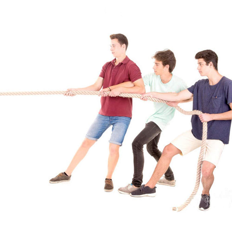 10ft Natural Twisted Cotton Rope Strong Triple-Strand Rope for Sports, Crafts, Indoor Outdoor Use Tug of War Rope 1