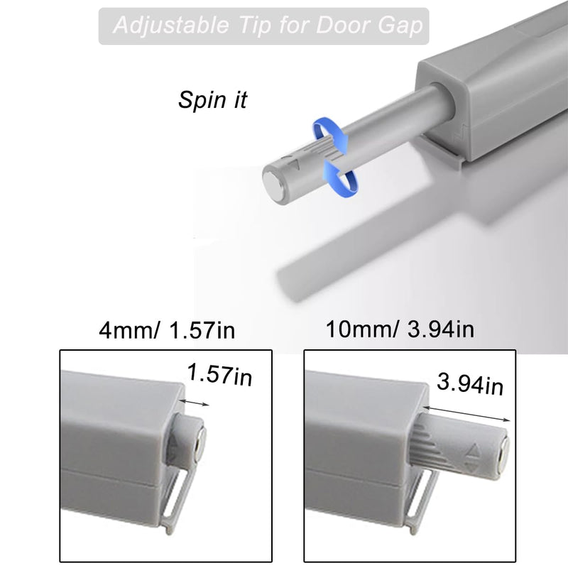 Magnetic Push Latch & Lock ZKRIOC 4 Pack Push to Open Door Latch Cabinet Hardware for Door Touch Latch and Catch Drawer Magnet Push Release Heavy Duty Tip on Closet Close Strong Pop Out Gray