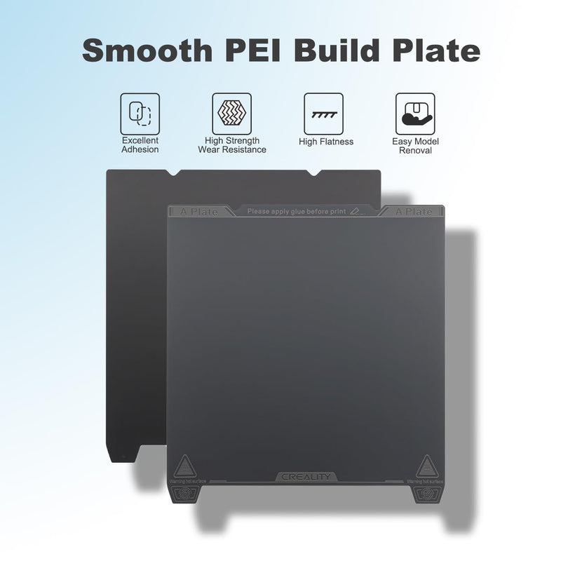 Creality K1C Smooth Build Plate PEI Sheet,235x235mm Flexible Spring Steel Plate Print Platform for Ender 3 S1/ Pro,Ender 3 Neo,Ender 3 V2 Neo,Ender 5 S1,Ender 3 V3 SE,Ender KE K1C,K1 Smooth+Soft plate