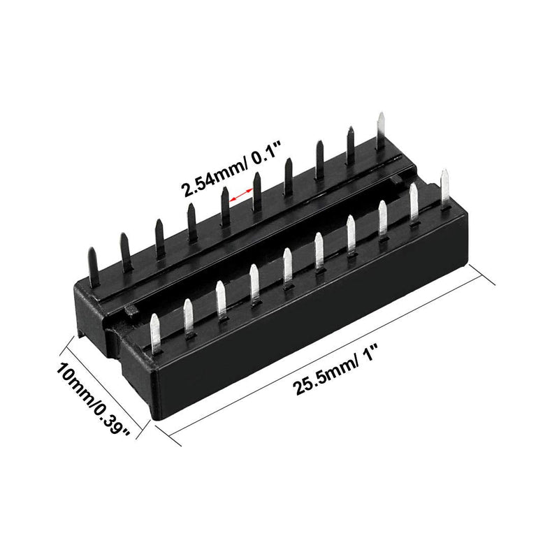 uxcell 10pcs DIP IC Chip Socket Adaptor 2.54mm Pitch 7.6mm Row Pitch 2 Row 20 Flat Pins Soldering