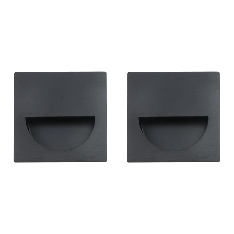 HEVSTIL 2 Pack Recessed Door Pull Square Recessed Sliding Closet Door Finger Pulls Inner Diameter 2-1/9 Inch(53mm),Flush Handles for Pocket Door Bypass Door Barn Door Handles Drawer pulls,Black 70mm Black