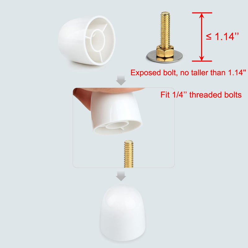 Toilet Bolt Caps Decorative fit 1/4 inch Threaded Bolts, Toilet Bolt Covers, Toilet Floor Screw Covers