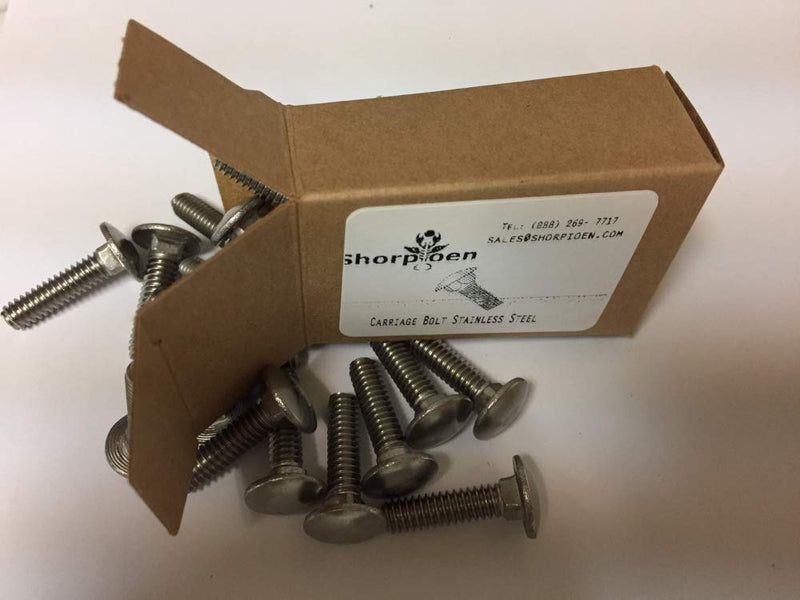 10-Pack 1/4-20 x 3 1/2 Carriage Bolt 18 8 Stainless Steel Fully Threaded BC-1456C188 5 1/4-20 x 3-1/2