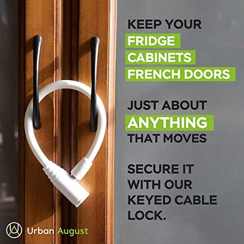 Urban August Child-Proof Refrigerator Lock for Kids & Adults - Lock for French Door Fridge and Cabinet (Regular, White - 2 Pack) Regular
