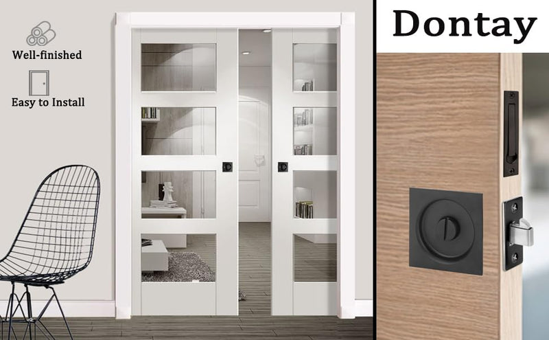Dontay Pocket Door Privacy Lock and Pull, Stainless Steel 304 Contemporary Pocket Door Knob, Flush Door Handles, Privacy (Bed/Bath) Latch, 2-3/8" Backset, Sliding Barn Hardware (1, Antique Brass) 1