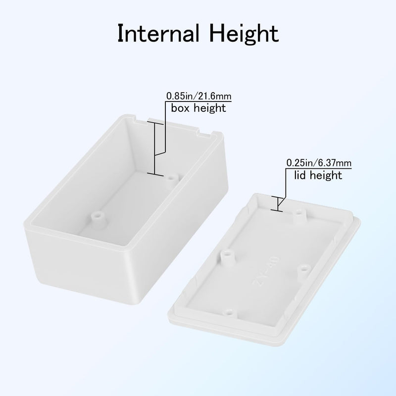 Project Box 8 Pieces Electrical Box Small Junction Box ABS Plastic Enclosure Power Electronic Case White 2.4" x 1.4" x 1"(61 x 36 x 25mm) 2.4" x 1.4" x 1.0"