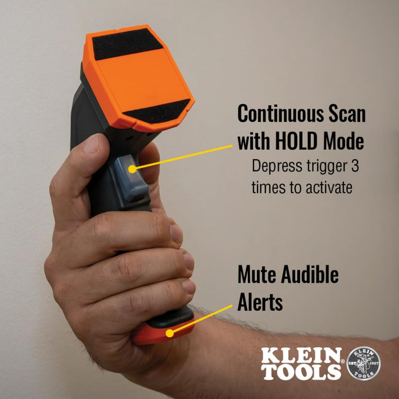 Klein Tools ESF100 Electronic Stud Finder and Wall Scanner with Bubble Level, for Wood and Metal Studs, Bright Green LEDs, Batteries Included