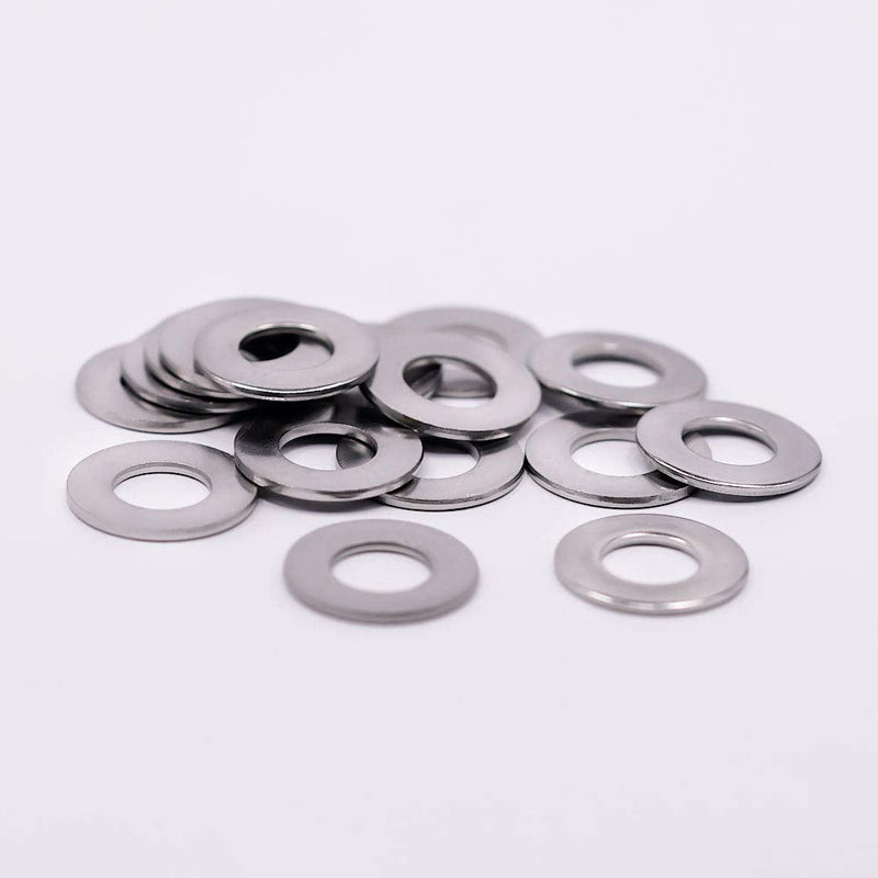 #6 Stainless Steel Flat Washer (0.16" ID, 0.39" OD), 304 Stainless Steel 18-8, Bright Finish, Pack of 100 6#