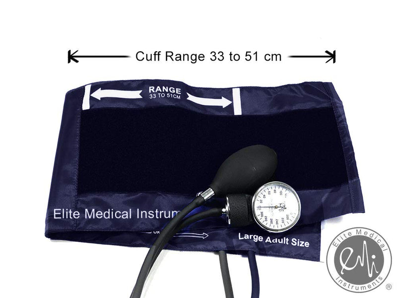 EMI Aneroid Sphygmomanometer Manual Blood Pressure Navy Large Adult Cuff (Large Adult - Navy) Large Adult - Navy