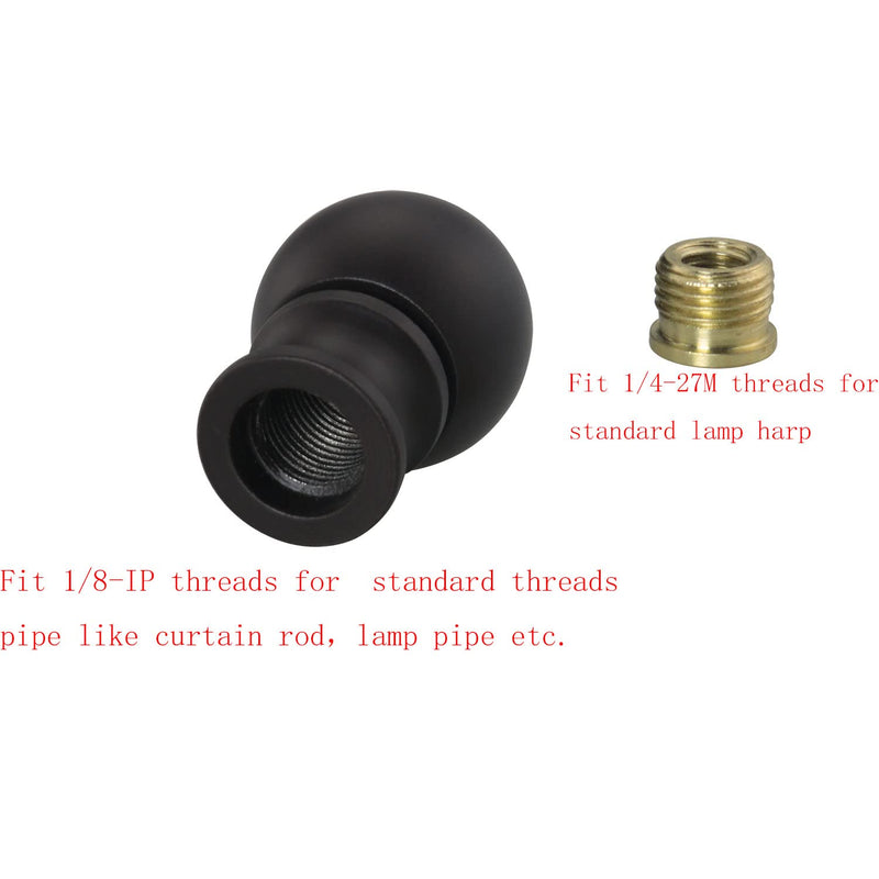 2pcs Dual -Thread Lamp Finial Oil Rubbed Bronze Steel Ball Knob Lamp Shades Finials Cap Knob Lamp Decoration for Lamp Harp Holder