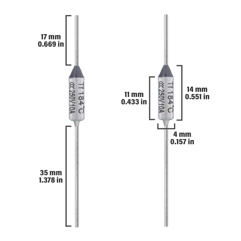 10PCS 184 Degrees Celsius Thermal Fuse 10A 250V AEC184E Temperature Fuses Cutoffs 10Amp 250Volt 184℃ Fusible 184°C - NewNest Australia