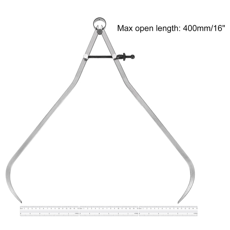 Spring Joint Caliper - [16 Inch] Carbon Steel Adjustable Spring Outside Caliper with Solid Nut for Metalworking Drawing Use, Silver Tone 16 Inch