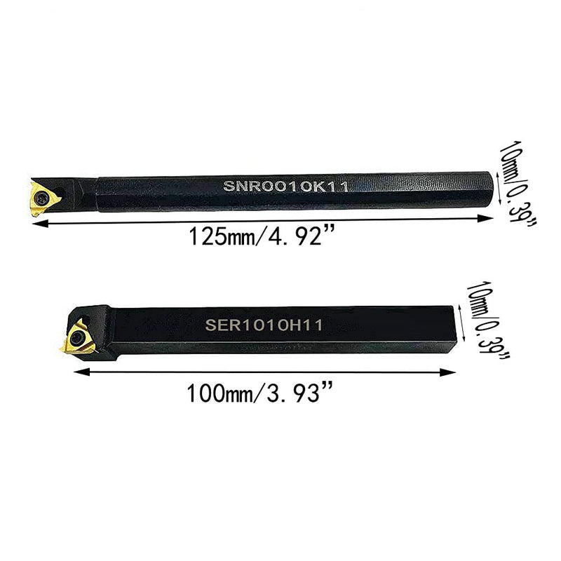 GBJ Lathe Threading Tool External + Internal Threading Holder SER 1010H11+ SNR 0010K11 Threading Holder with 11ER AG60 11IR AG60 Threading Inserts (SER1010H11+SNR0010K11+11ER A60+11IR A60 (Gold)) SER1010H11+SNR0010K11+11ER A60+11IR A60 (Gold)