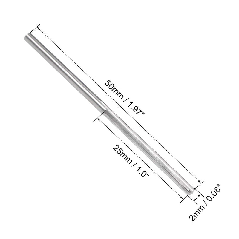 uxcell 2mm Chucking Reamer, Tungsten Carbide Lathe Machine Reamer H7 4 Straight Flutes, Round Shank Milling Cutting Tool, for Stainless Steel Alloy Copper Metal