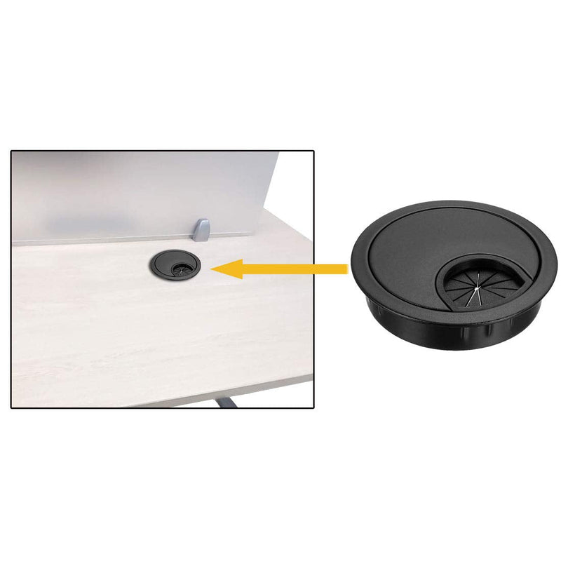 uxcell Cable Hole Cover, 2.1Inch/53mm Zinc Alloy Desk Wire Cord Cable Grommets Hole Cover for Office PC Desk Cable Cord Organizer, Black 2-1/8 Inch