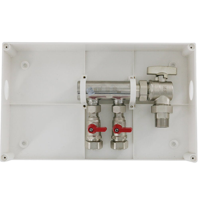 GOGOUP Shower Water Manifold G3/4" Inlet with G1/2" Outlet 2 Way Distribution Branches Air Flow Pump Tubing Thread 2 Positions Inline Quick Adapter Air Hose Open 2-open