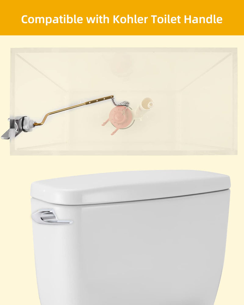 iFealClear Universal Brass Toilet Tank Flush Lever Handle, Side/Angle Mount Toilet Handle Compatible with Kohler K-GP30324-CP, Stainless Steel Flapper Chain, Chrome 1 Pack