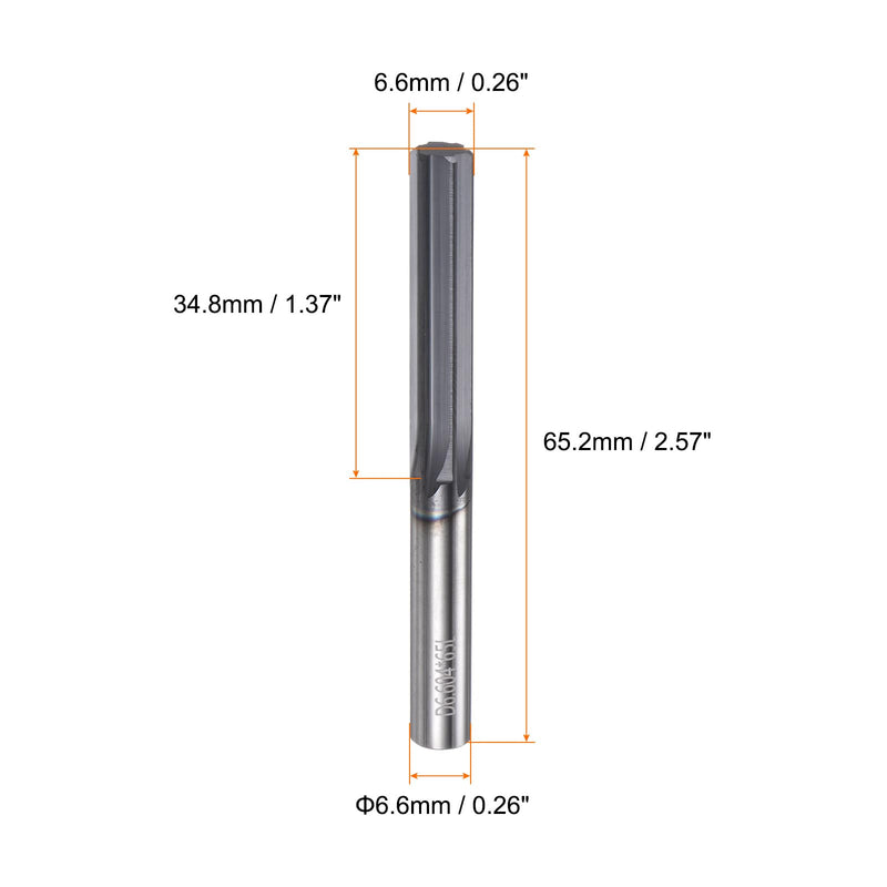 HARFINGTON Carbide Chucking Reamer 0.26"(6.6mm) Dia Straight Flute Straight Shank Machine Reamer Tool for Metal and Lathes CNC Machining Centers, Black 0.26"
