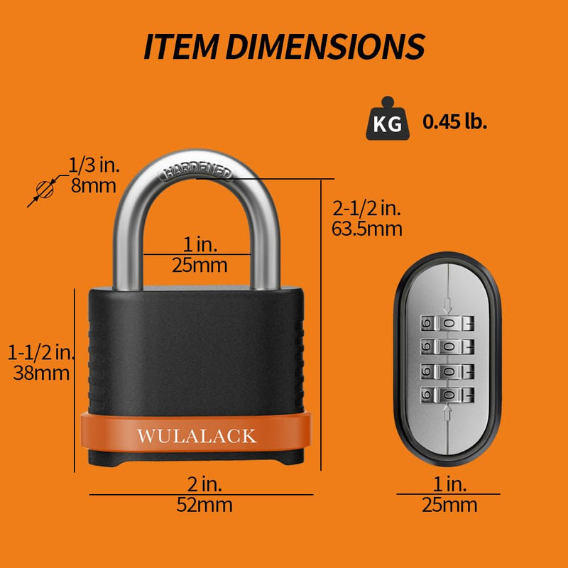 4 Digit Heavy Duty Combination Lock, Weatherproof Combo Padlock for Outdoor Use – Suitable for Sheds, Fences, Gates, Hasps & Storage Units，6 Pack (Matte Black) 6 Pack Short Shackle