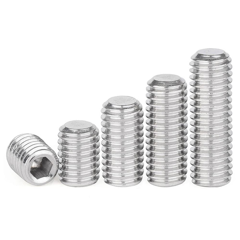 Junter 30pcs M10-1.0 x 8mm Fine Thread Metric A2 Stainless Steel Flat Point Grub Hex Socket Set Screws Metric DIN913