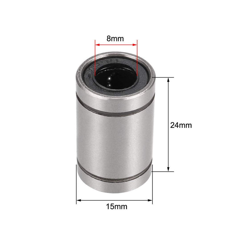 RANIT 10Pcs LM8UU Double Side Rubber Seal Linear Ball Bearing for CNC Machine 3D Printer,8mm Bore 15mm OD 24mm Length 10