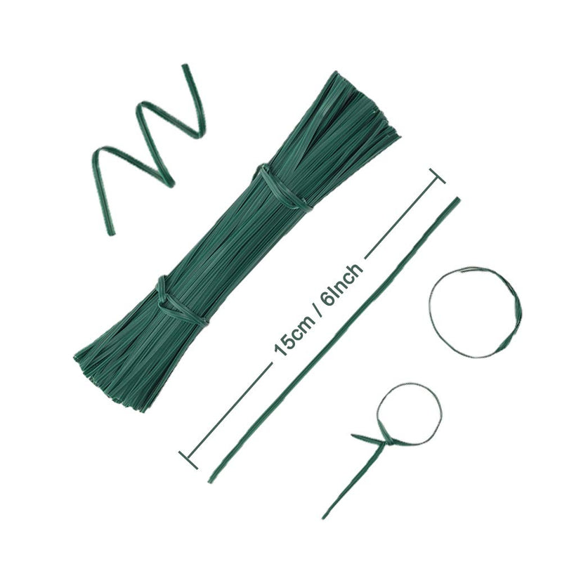 POYEE 6" 15cm Garden Twist Ties Plastic Garden Plant Support Cable Cord Ties (100, Green) 100