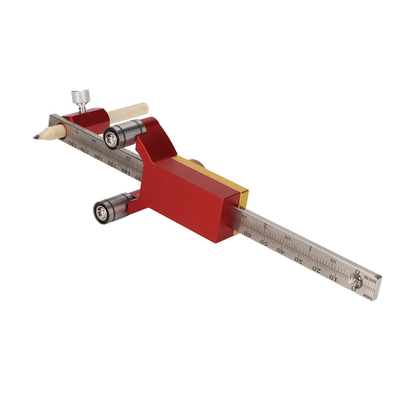 Hyuduo 3-in-1 Woodworking Scribe RulerAluminum Alloy Layout Tool with Metric/Imperial Scale for Straight Line, Parallel Line Arc Line Marking