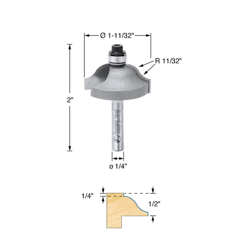 Amana Tool - 49660 Carbide Tipped Ogee Stile 1-11/32 Dia x 1/2 x 11/32 Radius x 1/4" S 1-11/32 Dia x 1/2 x 1/4" SHK