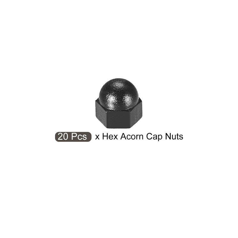METALLIXITY Acorn Cap Nuts(M3x0.5mm) 20Pcs, Nylon Acorn Dome Cap Head Hex Nuts - for Industrial Mechanical Equipment, Black - NewNest Australia