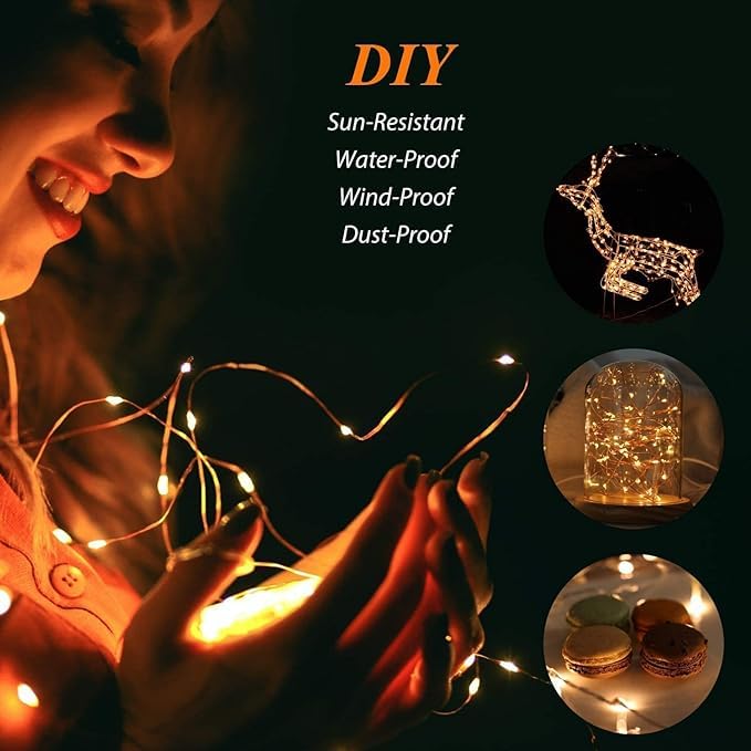 2-Pack 200 LED Solar String Lights for Outside,Solar Fairy Lights for Outside Waterproof,Solar String Lights Outdoor with 8 Modes for Christmas Tree,Balcony, Party,Wedding Decorations (Warm White) Warm White