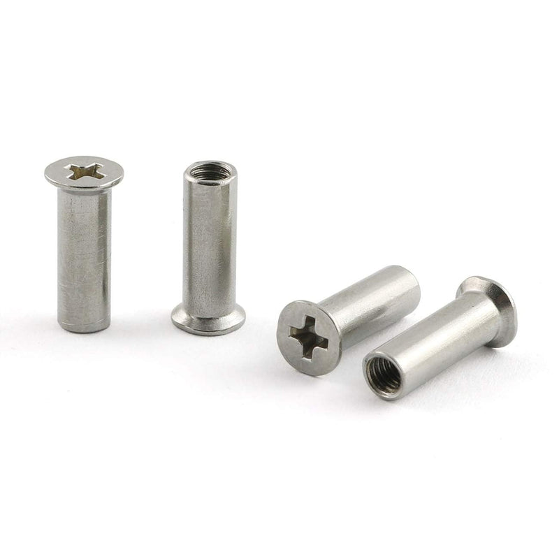 4pcs Door Handle Hardware Lever Handle Screws Connecting Bolts Sleeves Phillips Drive Flat Countersunk Head Fixing Cutting Slot Articulated Screw M4x50mm M4x50 Screw + M4x16 Sleeves