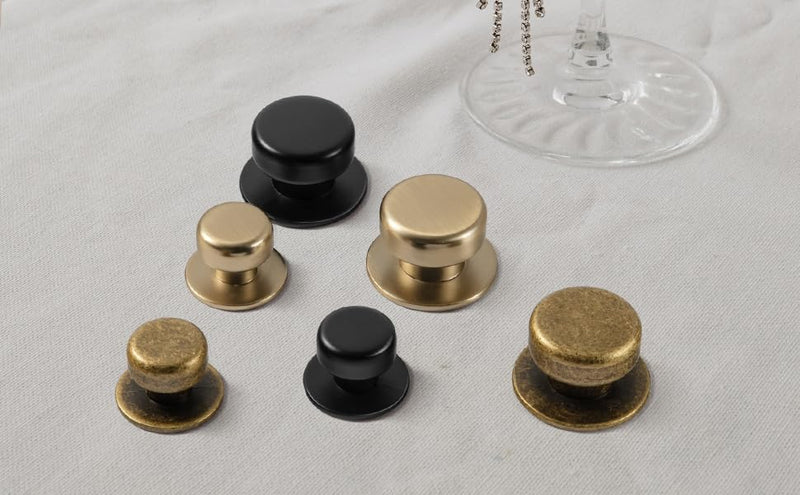 Goo-Ki Matte Black Cabinet Knobs,6-Pack Zinc Alloy Drawer Knobs Dresser Pulls Single Hole,Drawer Knobs for Dresser Drawers 1-1/5 Inch Diameter 9623-B-DADAN