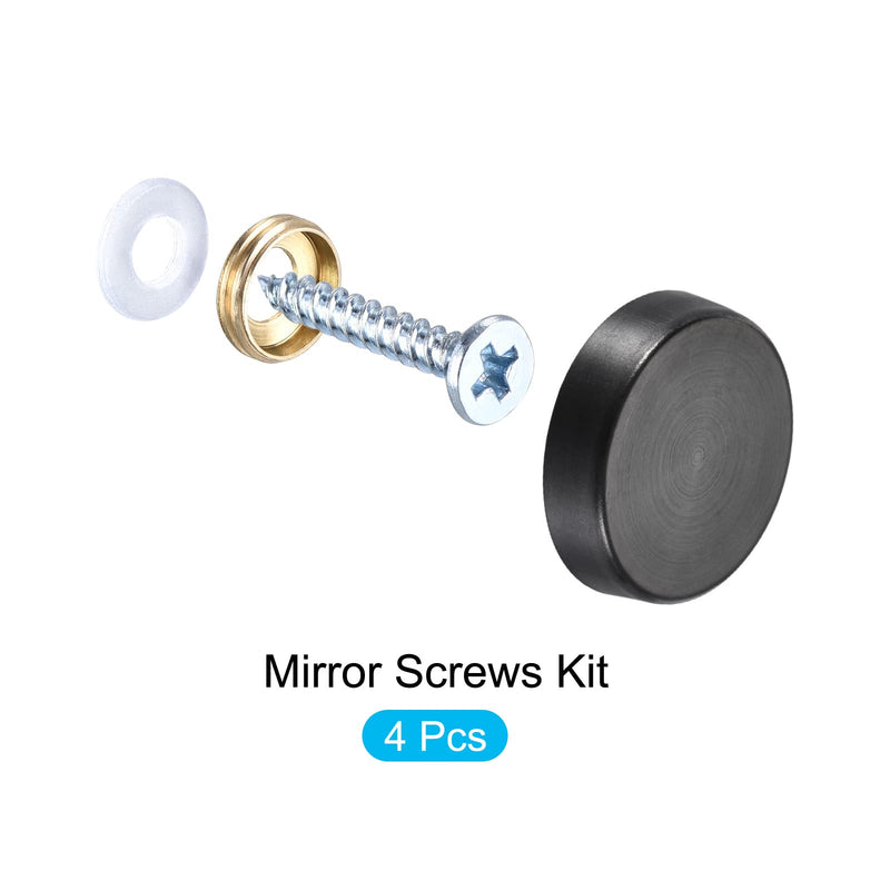 METALLIXITY Mirror Screws (19mm/0.75") 4Pcs, Decorative Cover Cap Nails Brushed - for Sign Advertising Hardware, Construction, Black 19mm