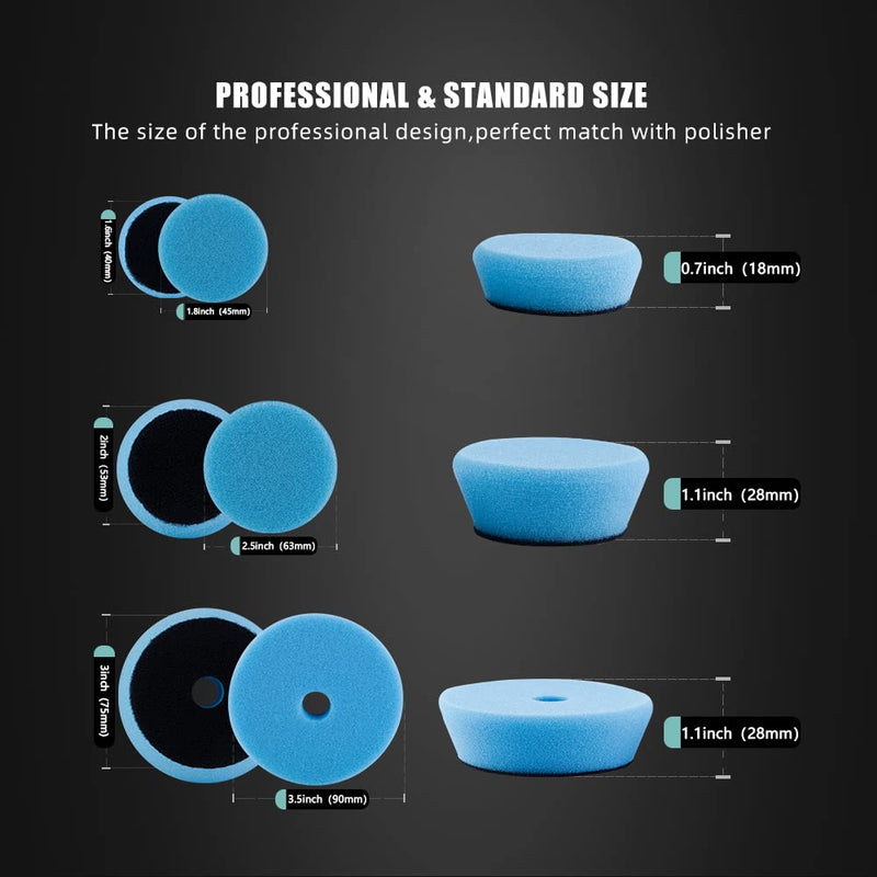 SPTA 29pcs Drill Buffing Pad Detail Polishing Pad Mix Size Kit with 5/8-11 Thread Backing pad & Adapters for Car Sanding, Polishing, Waxing (32Pcs Mini Detail Polishing Sets) 32pcs