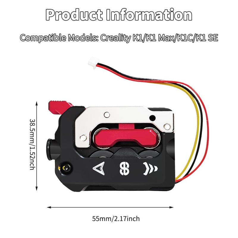 Upgraded DXC Extruder for Creality K1/K1C/K1 Max/K1 SE 3D Printer with Smart Filament Break Detection, Support Smooth & Stable Feeding, 60% Filament Wear Rate Reducing K1 Series DXC Extruder