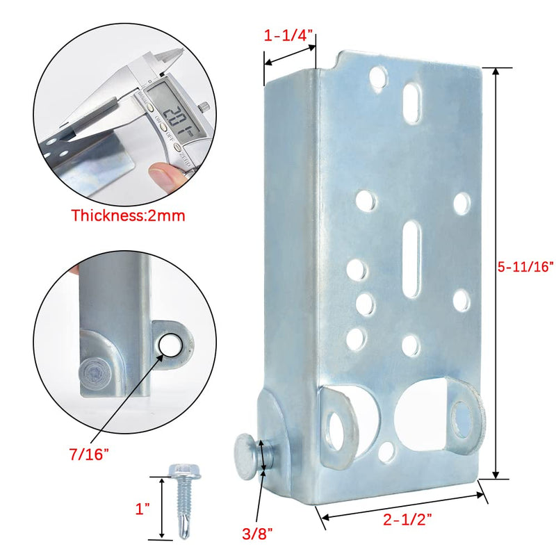 Garage Door Bottom Lifting Brackets for 7/16in Stem Roller Left and Right with Bolts - 1Pair