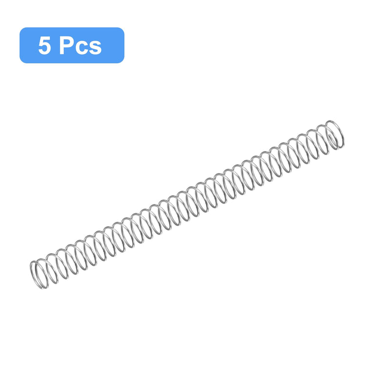 uxcell Compression Spring, 5Pcs 304 Stainless Steel, 4mm OD, 0.2mm Wire Size, 50mm Free Length, Silver Tone 0.2mmx4mmx50mm