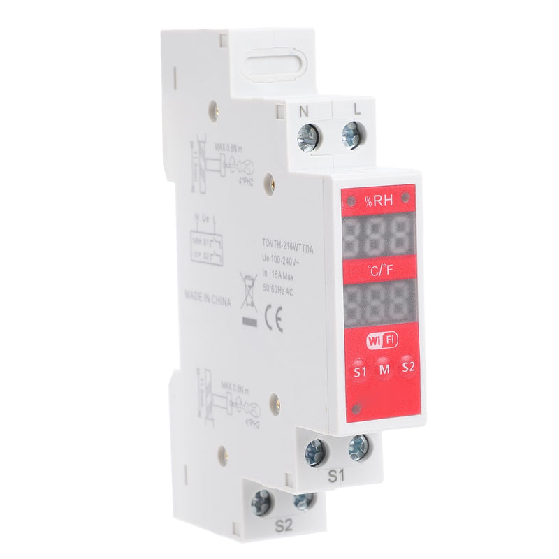 WiFi Temperature Humidity Sensor DIN Rail Mount WALFRONT Smart Switch Real Time Monitoring 24/7 for Incubators Breeding Farms