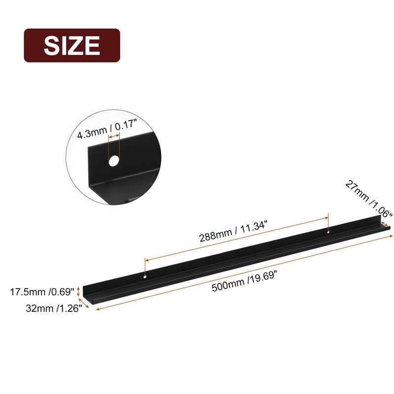 uxcell Cabinet Finger Edge Pull, 3pcs 500mm/19.69 Aluminum Alloy Back Mount Hidden Cabinet Pulls Concealed Handle for Home Kitchen Drawer Cabinet, Black
