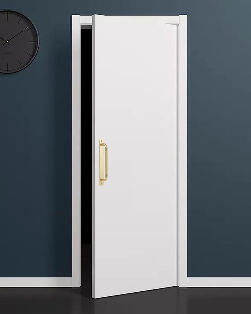 2 Pack Sliding Door Handles Gold 8.4 Inch Barn Door Handles Flat Cabinet Pulls Aluminum Outdoor Gate Handle Bifold Door Pull Dressers Pulls(Gold with Screw, 8.4 inch) gold with screw 2