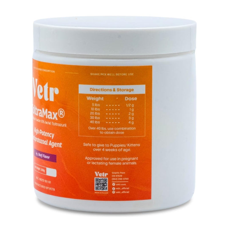 Vetr's Toltramax Toltrazuril Powder for Horses, Dogs, Cats, 100g (10.0%, Beef) 10.0%