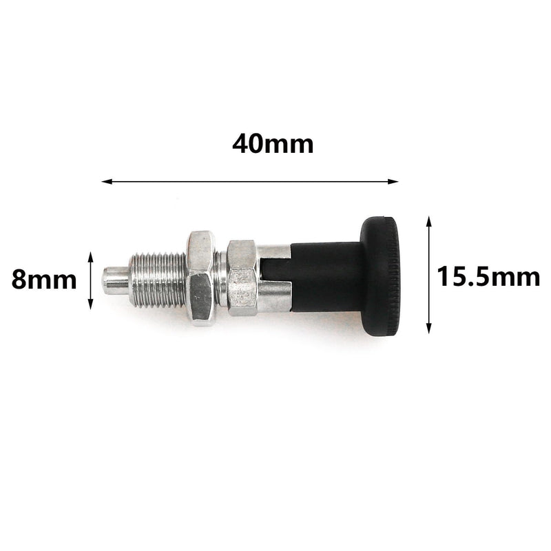 Heyous Stainless Steel Self-Locking Knob Plunger with Spring Loaded Locking Pin and Reset Spring Index Plunger (M8 Self Locking) Black M8