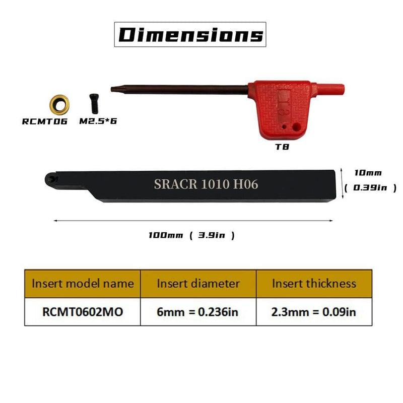 3/8” 1/2" SRACR1010/1212 H06 Lathe Turning Holders Lathe Turning & Profiling Tool Holder with RCMT0602 Round Carbide Milling Inserts For steel stainless steel (2pcs 3/8 holders+ 10pcs inserts) 2pcs 3/8 holders+ 10pcs inserts