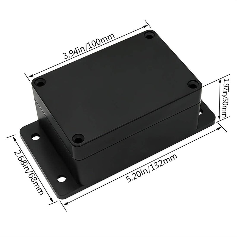 Junction Box Waterproof Dustproof IP65 ABS Plastic Universal Electric Project Enclosure Black with Fixed Ear 3.93"x2.68"x1.97"(100 x 68 x 50 mm) 3.93"x2.68"x1.97"