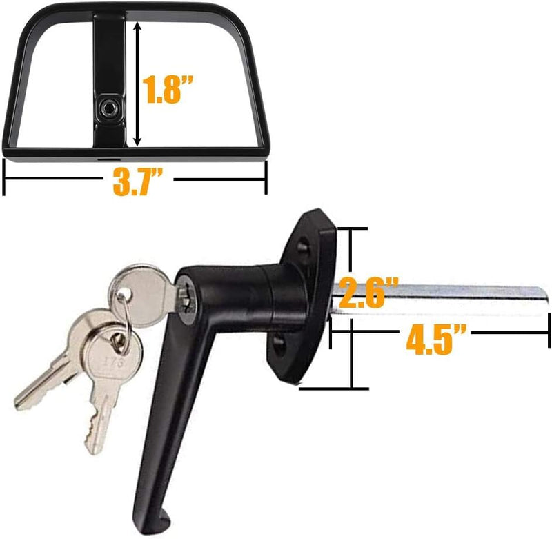 4½" Shed Door Lock L-Handle Lock kit Keyed Alike Keys and Screws, 4-1/2" Stem Barn Playhouse & Chicken Coop Door Lock 2 Kits 4½" L-Handle 2kits